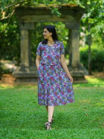 Floral Harmony Maternity Midi Dress – Multicolor