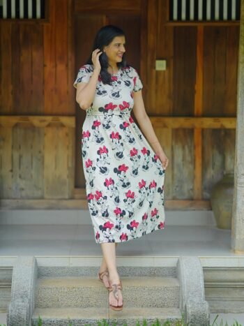 Ivory Minnie Mouse Cotton Maternity Dress