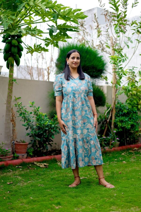 Teal Garden Maternity & Nursing Dress - Image 2
