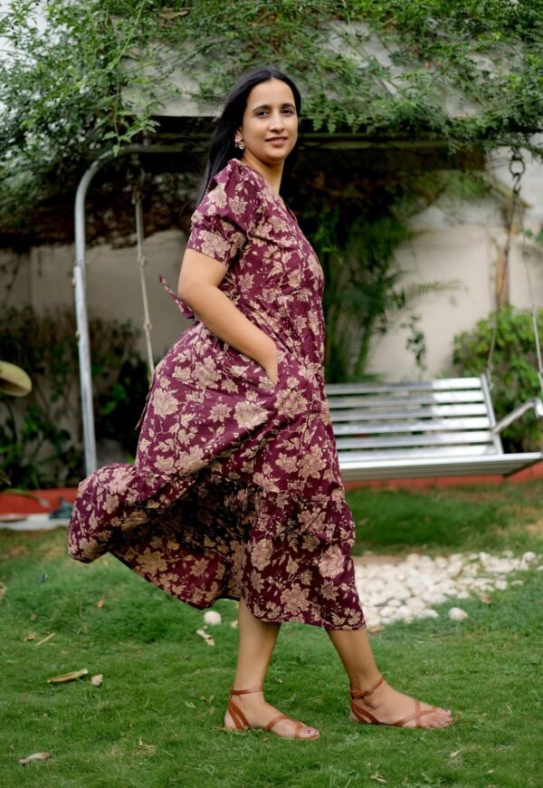 Crimson Bloom Maternity & Nursing  Dress - Image 2