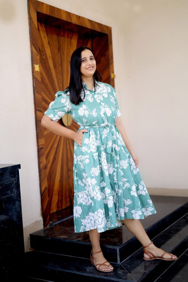 Sage Green Floral  Maxi Dress - Image 2