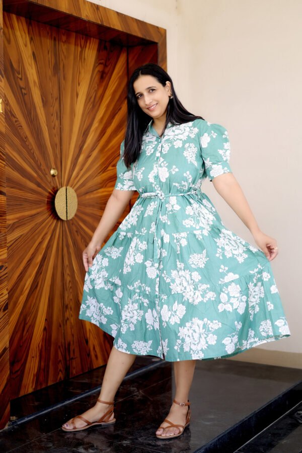 Sage Green Floral  Maxi Dress - Image 3