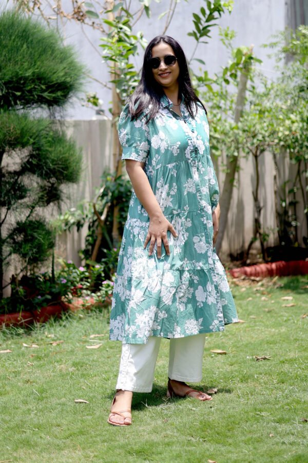 Sage Green Floral  Maxi Dress - Image 4