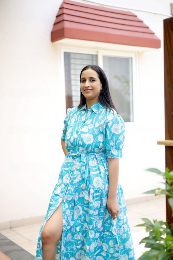 Aqua BloomTropical Elegance Maxi Dress - Image 4