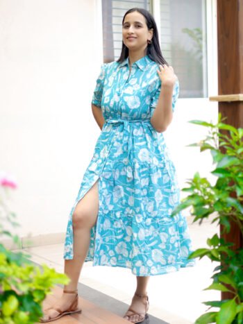 Aqua BloomTropical Elegance Maxi Dress