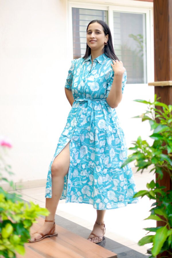 Aqua BloomTropical Elegance Maxi Dress
