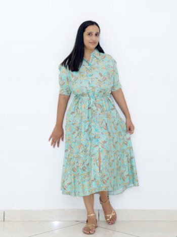 Aqua Mist Tropical Bloom Maxi Dress