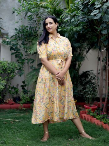 Golden Marigold Garden Maxi Dress